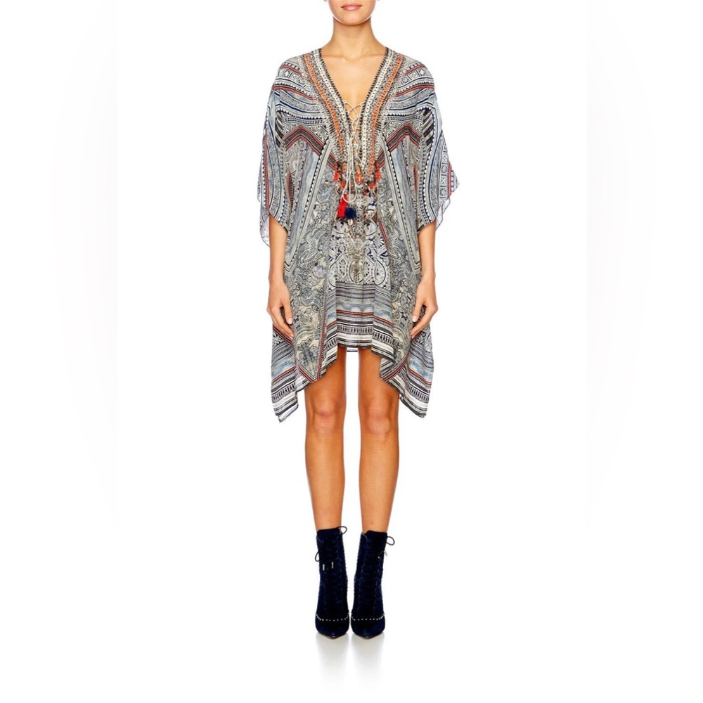 Camilla Franks, Short Lace Up Kaftan, Antique Batik, 100% Silk, OS